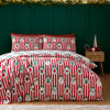 Catherine Lansfield Christmas Vintage Stripe Duvet Cover Bedding Set Red