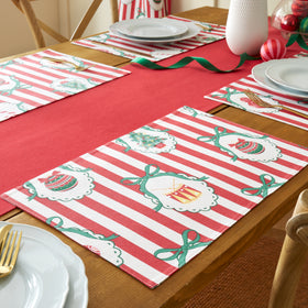 Catherine Lansfield Christmas Vintage Stripe Pack of Four Placemats 30cm x 46cm Red