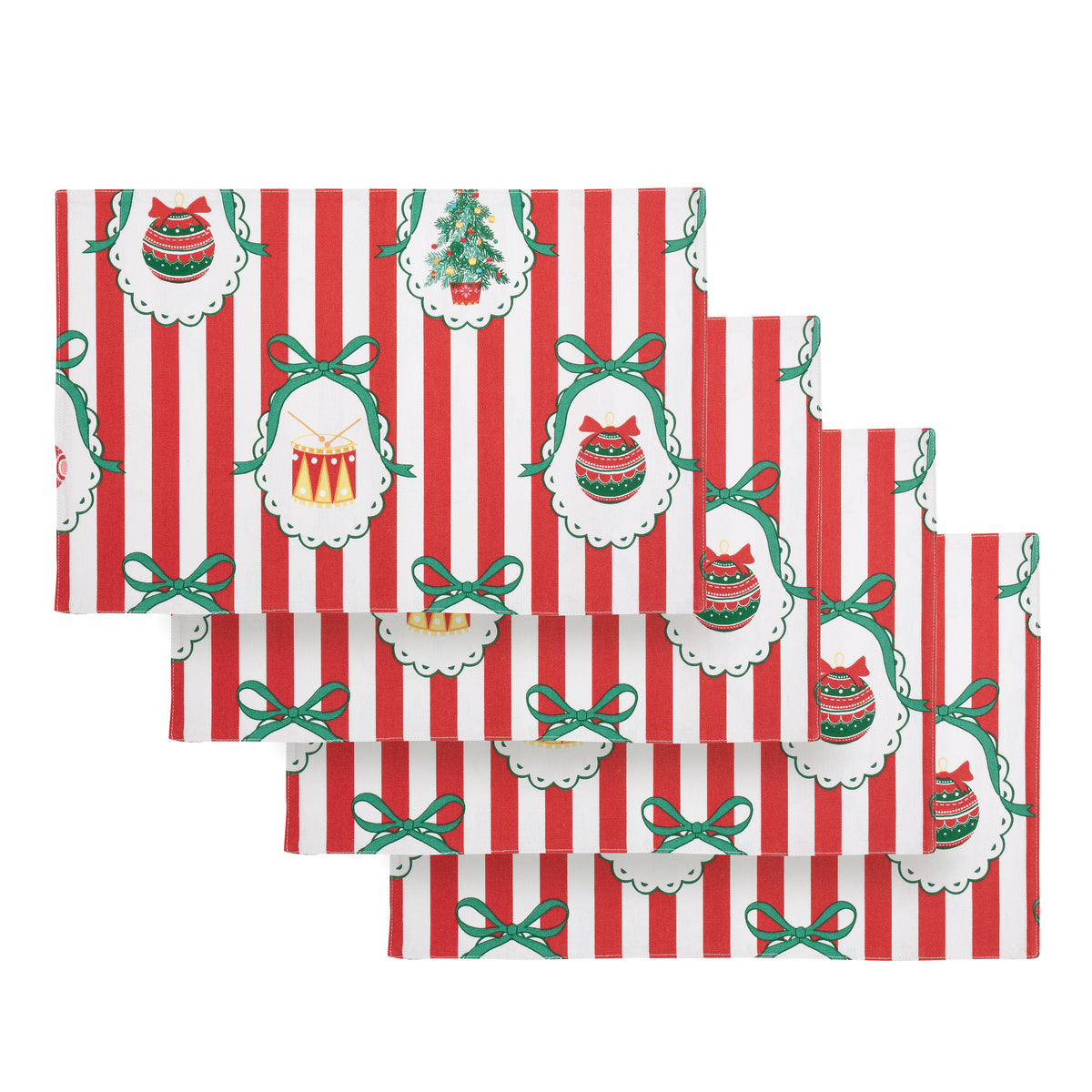 Catherine Lansfield Christmas Vintage Stripe Pack of Four Placemats 30cm x 46cm Red