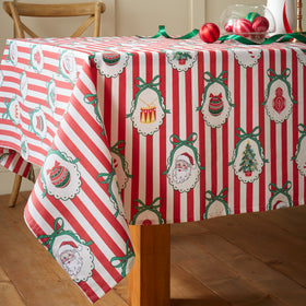 Catherine Lansfield Christmas Vintage Stripe Table Cloth Red