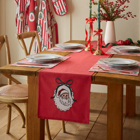 Catherine Lansfield Christmas Vintage Stripe 33cm x 220cm Runner Red