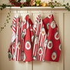 Catherine Lansfield Christmas Vintage Stripe Pack of Four Tea Towels Red