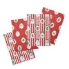 Catherine Lansfield Christmas Vintage Stripe Pack of Four Tea Towels Red
