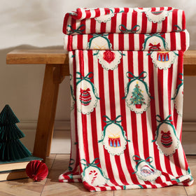 Catherine Lansfield Christmas Vintage Stripe Throw Red