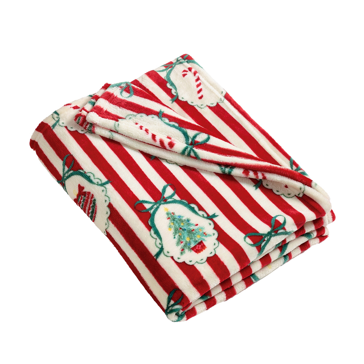 Catherine Lansfield Christmas Vintage Stripe Throw Red
