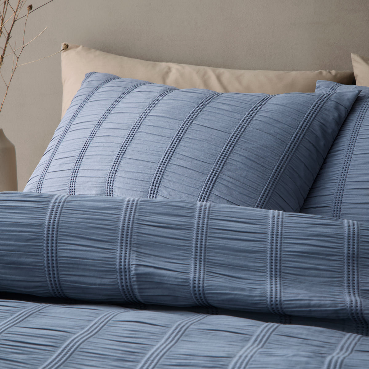 Pineapple Elephant Waffle Seersucker Duvet Cover Bedding Set Blue