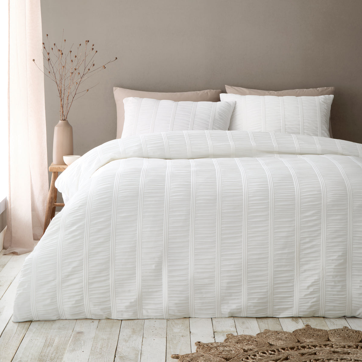 Pineapple Elephant Waffle Seersucker Duvet Cover Bedding Set White