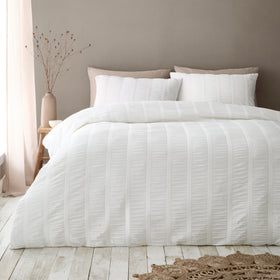 Pineapple Elephant Waffle Seersucker Duvet Cover Bedding Set White