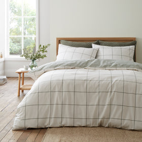Bianca Brushed Regal Check Duvet Cover Bedding Set Green