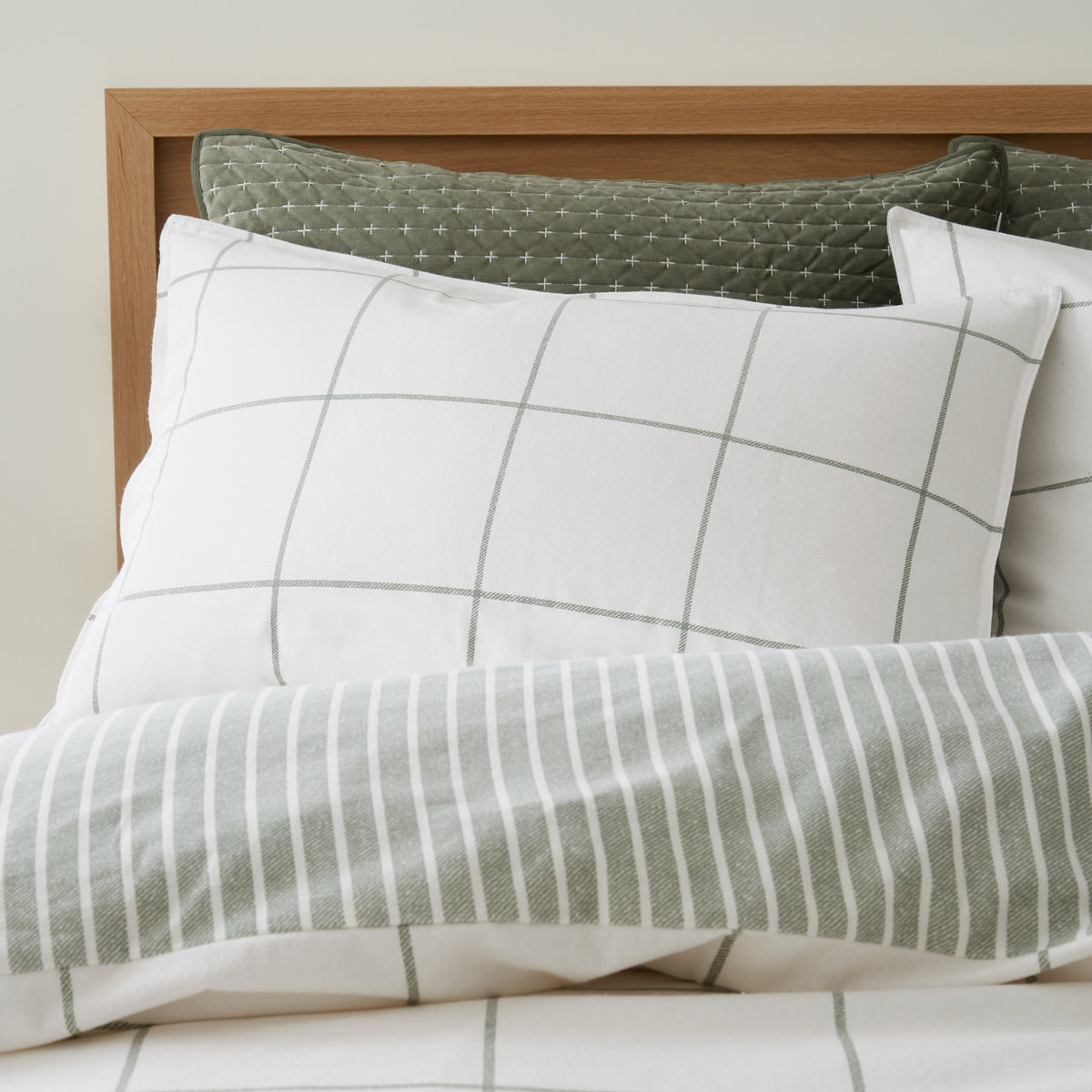 Bianca Brushed Regal Check Duvet Cover Bedding Set Green