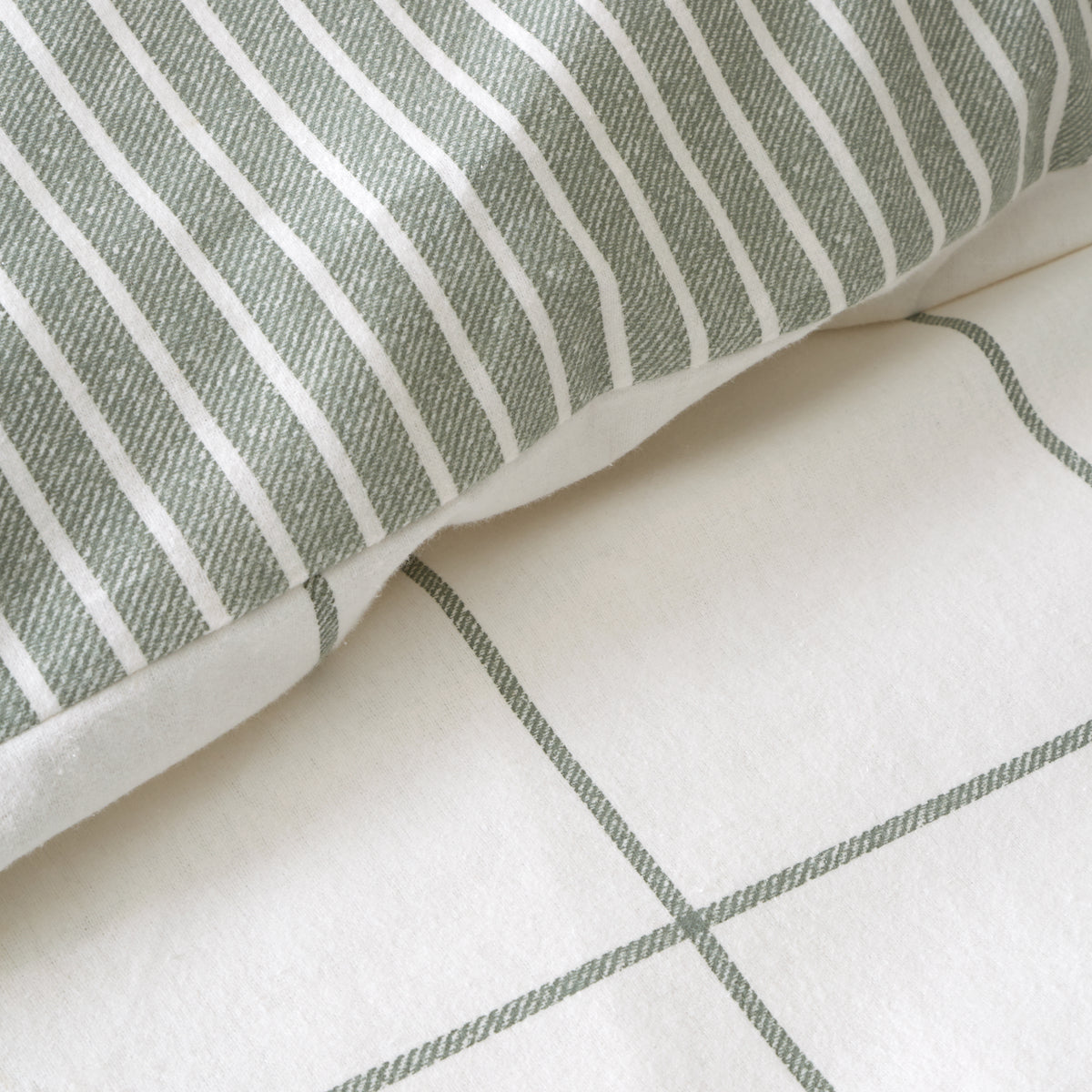 Bianca Brushed Regal Check Duvet Cover Bedding Set Green