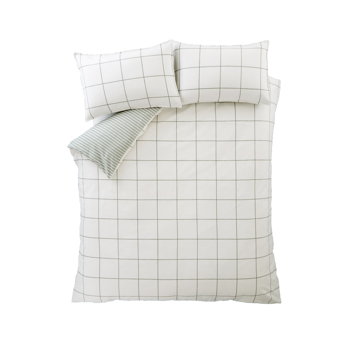 Bianca Brushed Regal Check Duvet Cover Bedding Set Green