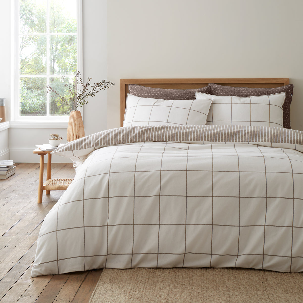 Bianca Brushed Regal Check Duvet Cover Bedding Set Mole