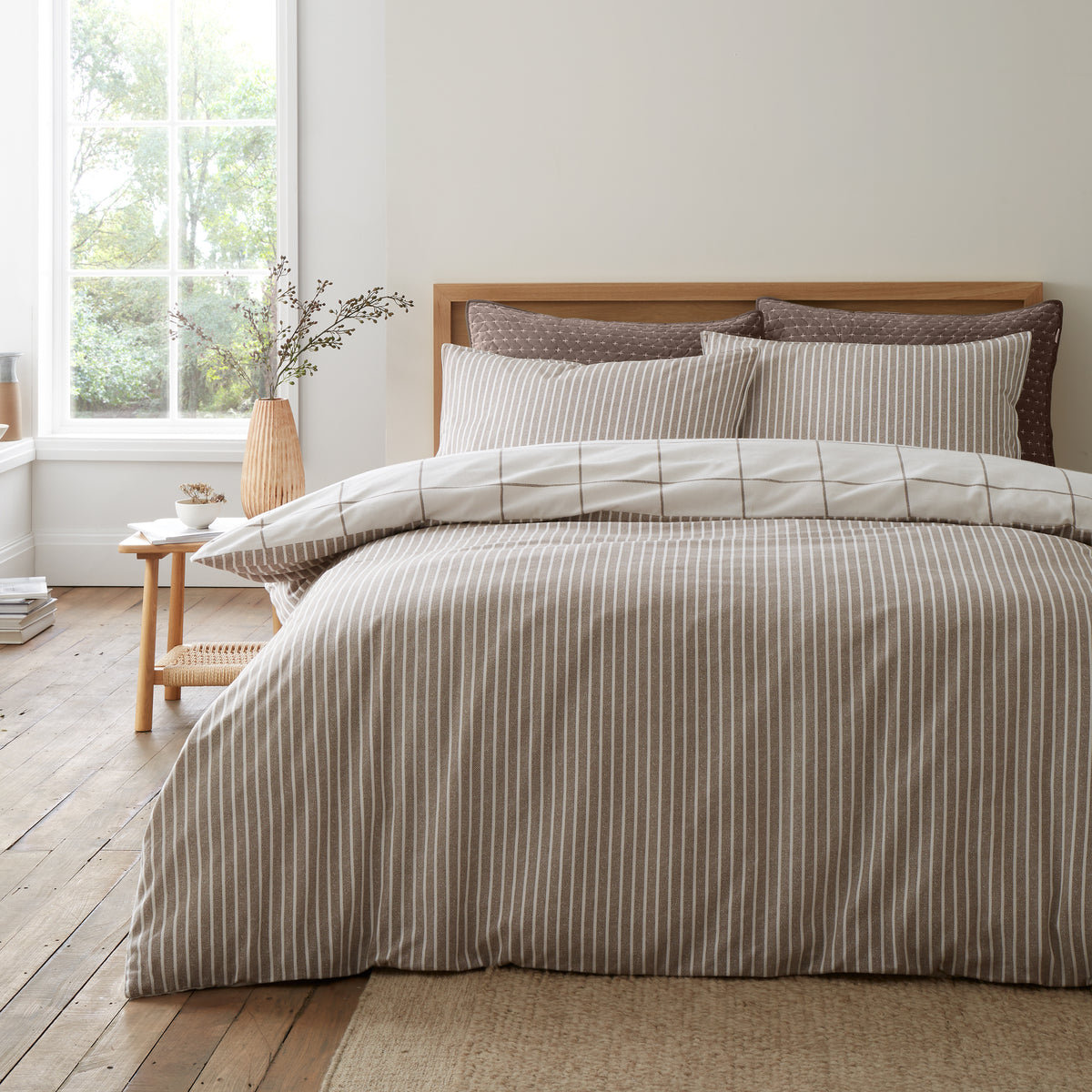Bianca Brushed Regal Check Duvet Cover Bedding Set Mole