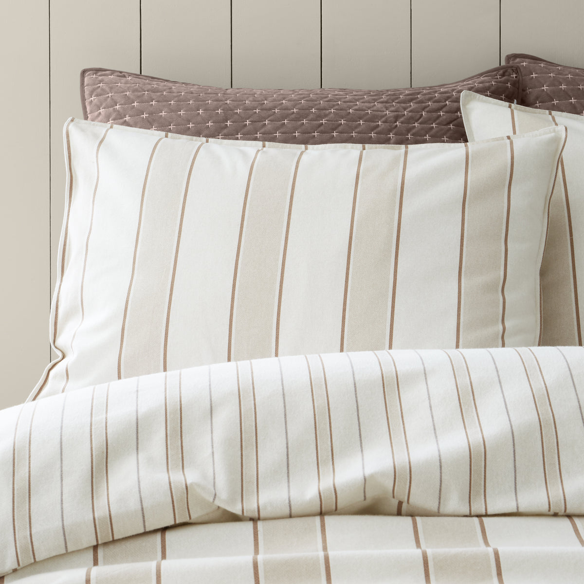 Bianca Brushed Regal Stripe Duvet Cover Bedding Set Natural