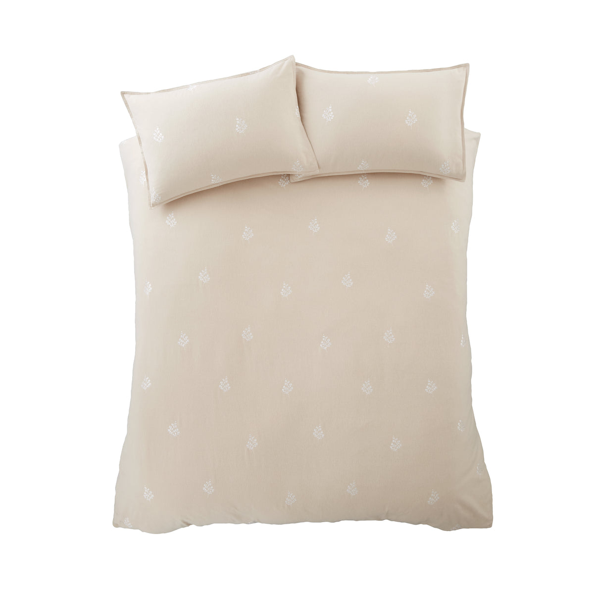 Bianca Brushed Embroidery Leaf Duvet Cover Bedding Set Natural
