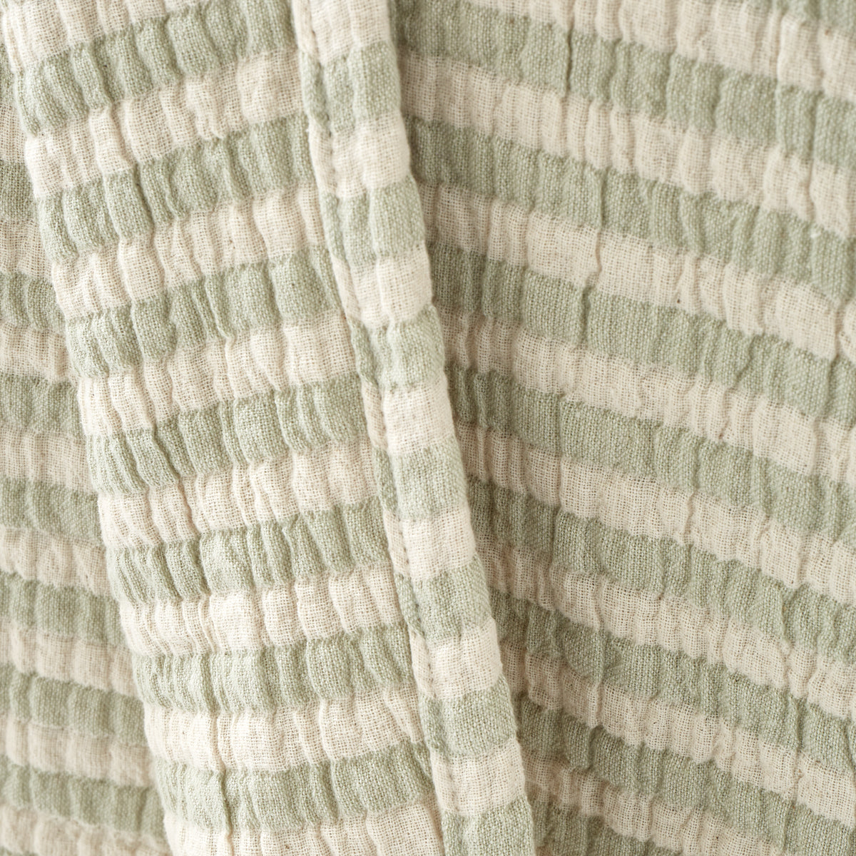 Bianca Cotton Muslin Stripe Throw Green