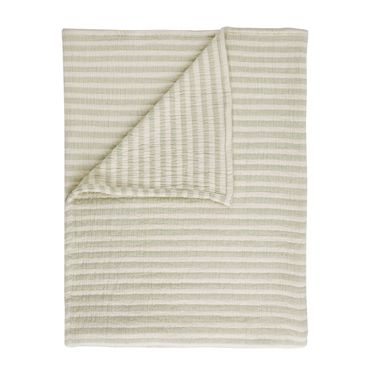 Bianca Cotton Muslin Stripe Throw Green