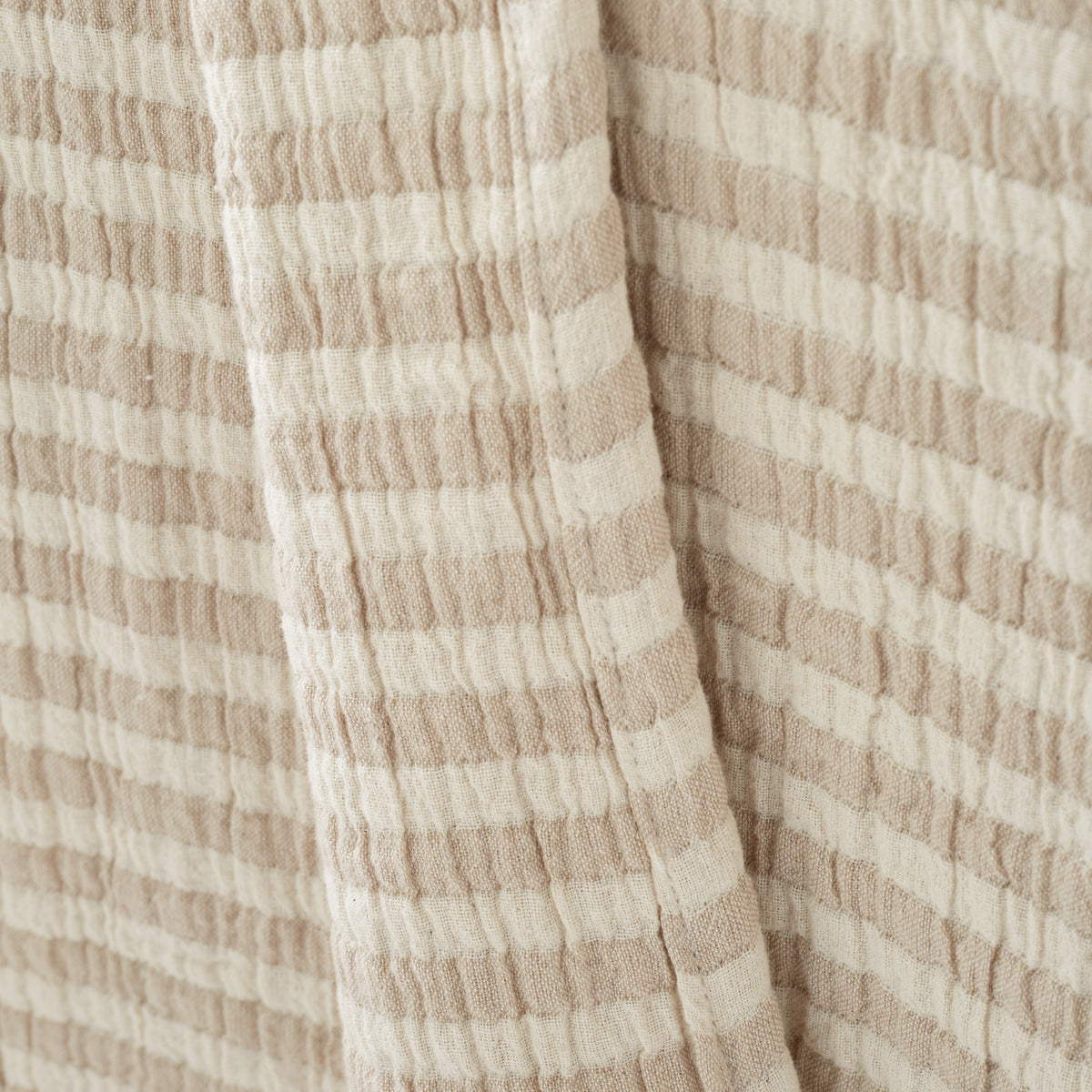 Bianca Cotton Muslin Stripe Throw Natural