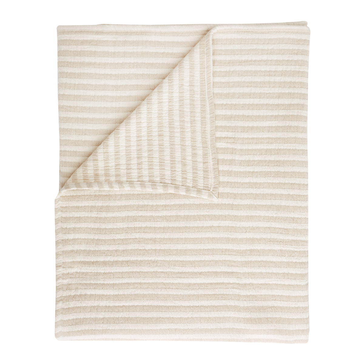 Bianca Cotton Muslin Stripe Throw Natural
