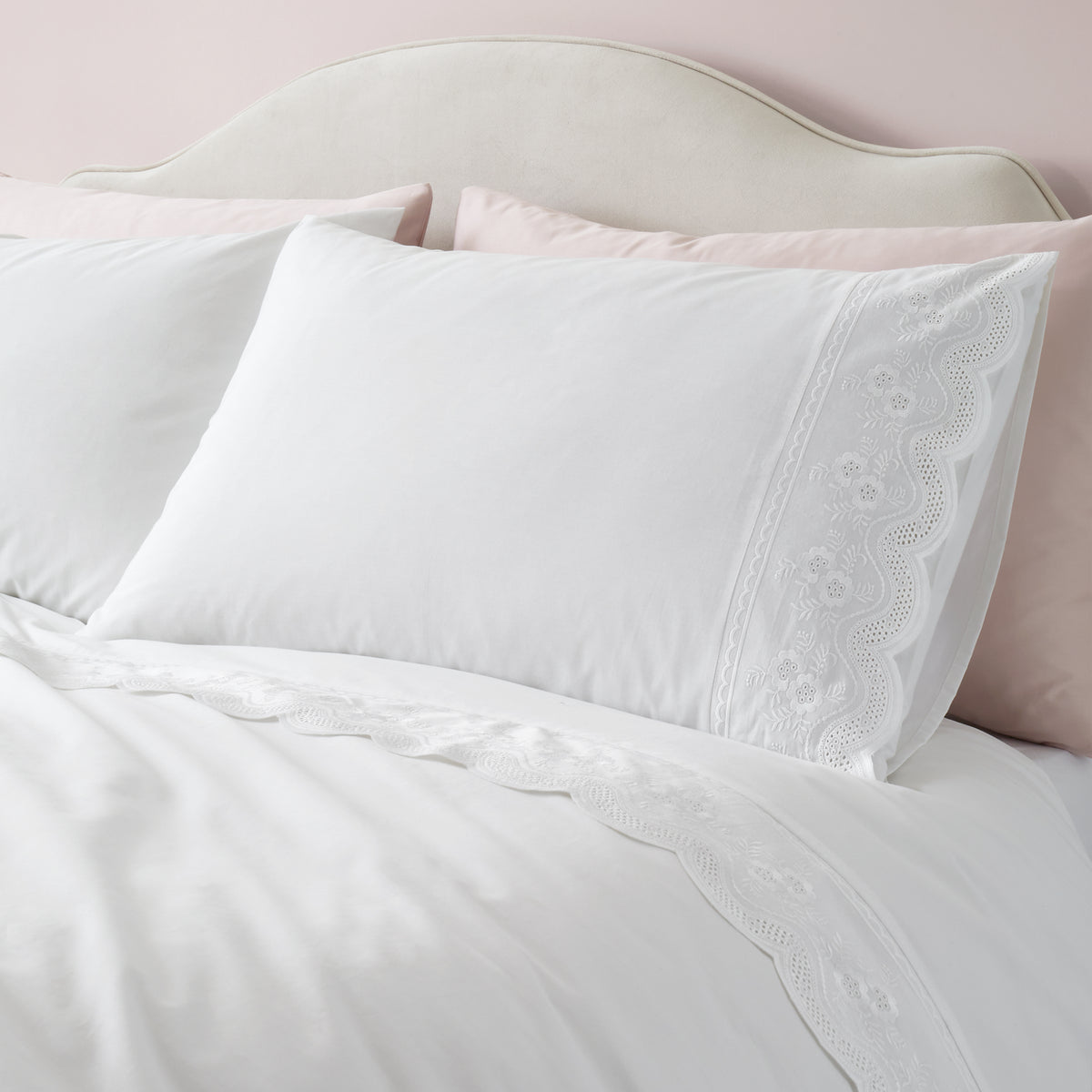 Bianca Elise Lace Duvet Cover Bedding Set White