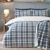 Catherine Lansfield Cosy Ribbed Check Duvet Cover Bedding Set Blue