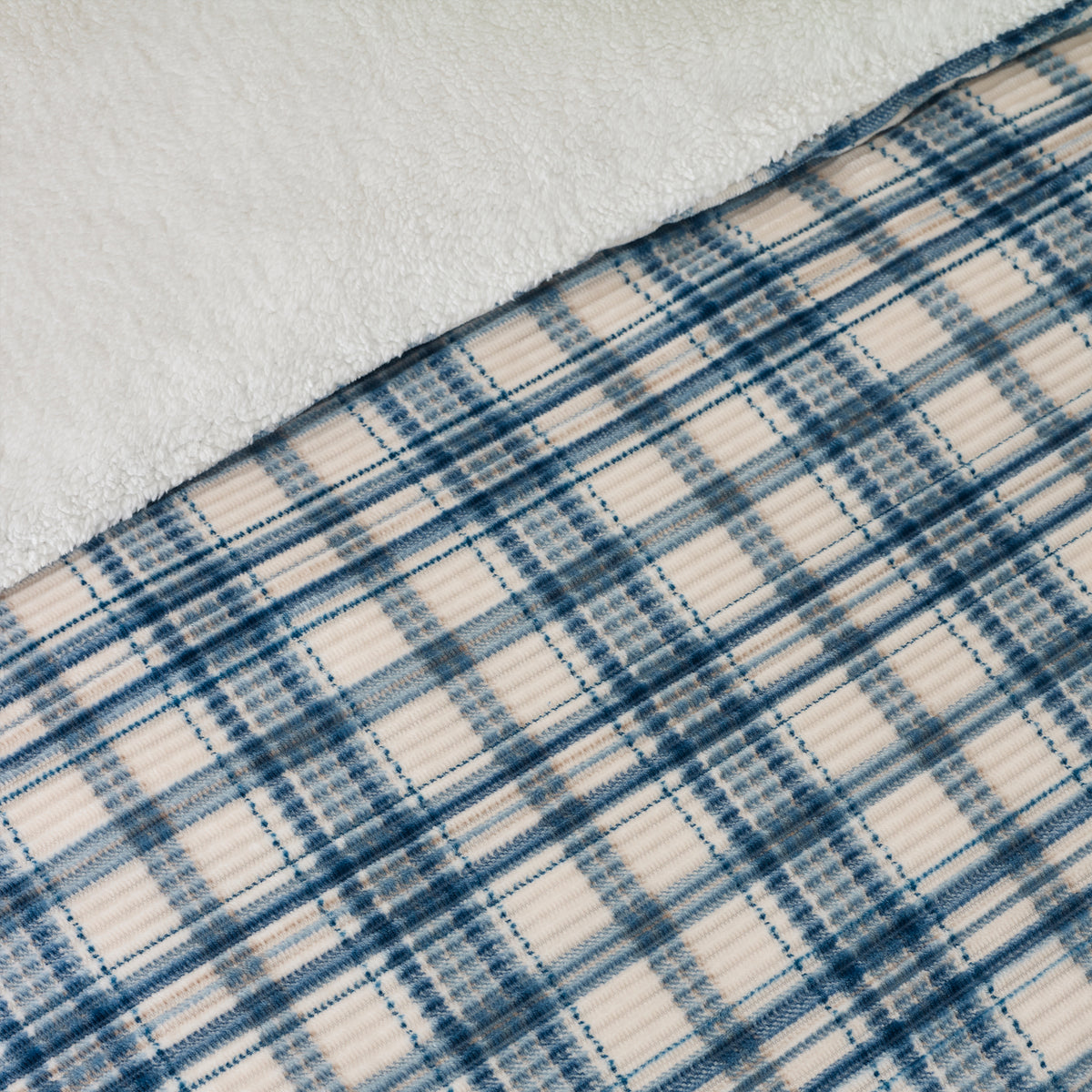 Catherine Lansfield Cosy Ribbed Check Duvet Cover Bedding Set Blue