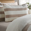 Catherine Lansfield Cosy Sherpa Stripe Duvet Cover Bedding Set Natural
