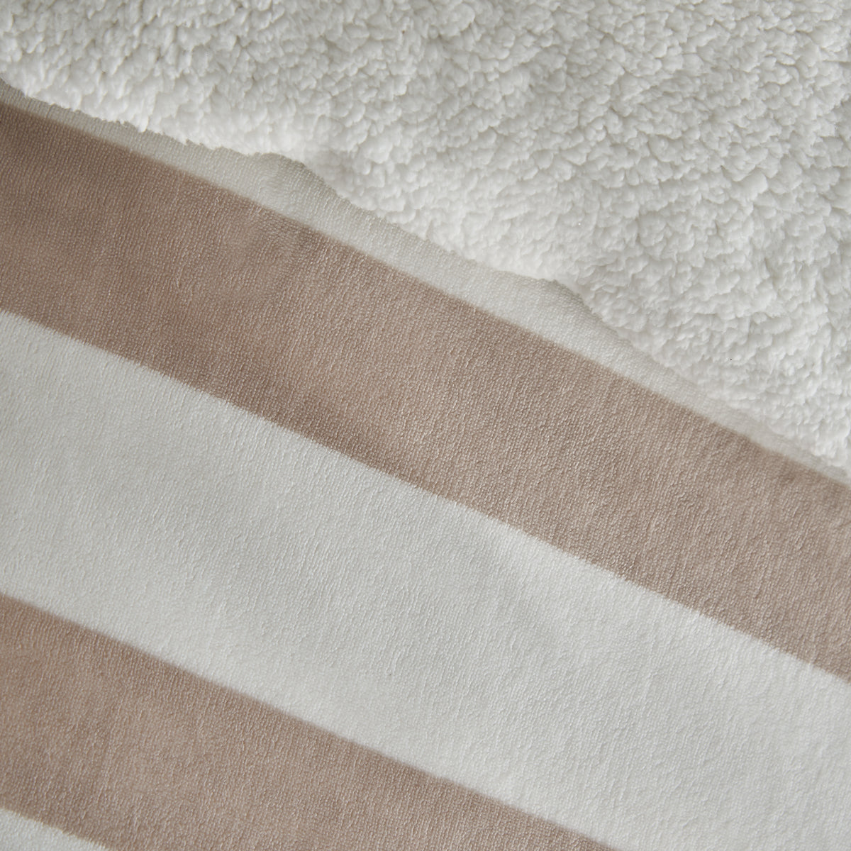 Catherine Lansfield Cosy Sherpa Stripe Duvet Cover Bedding Set Natural