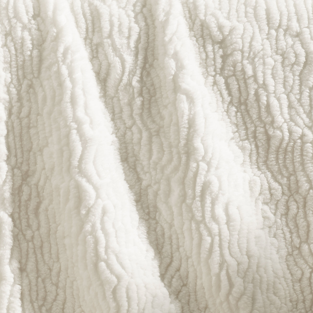 Catherine Lansfield Textured Wave Faux Fur Throw Cream