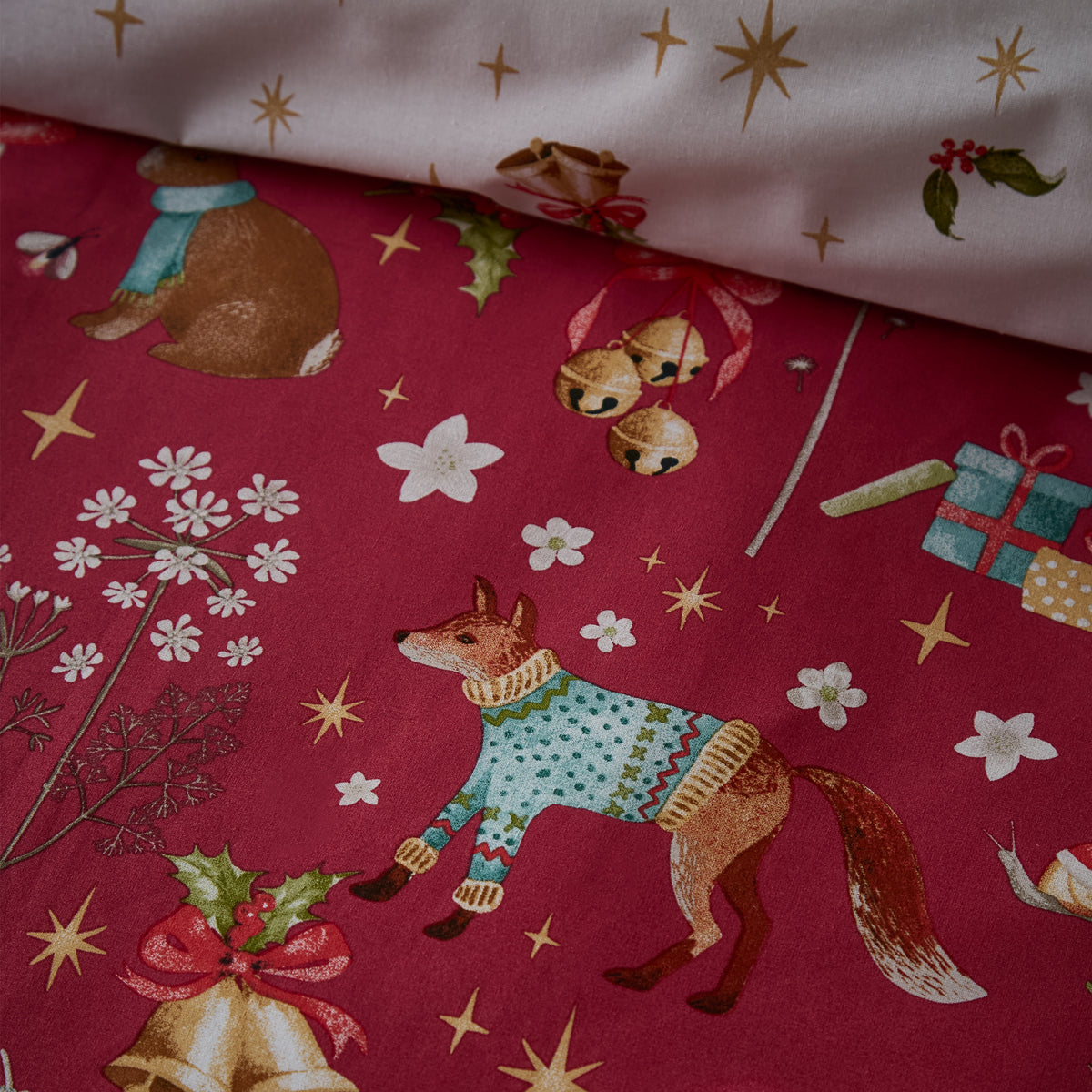 Catherine Lansfield Christmas Enchanted Twilight Duvet Cover Bedding Set Red