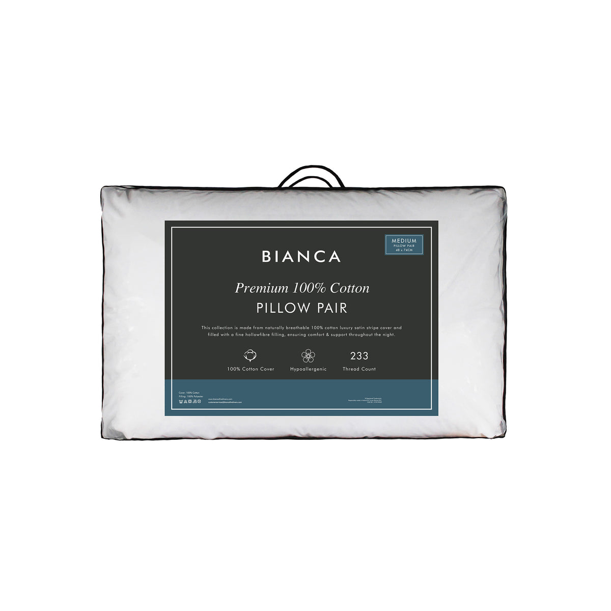 Bianca Premium Cotton Pair of Pillows White