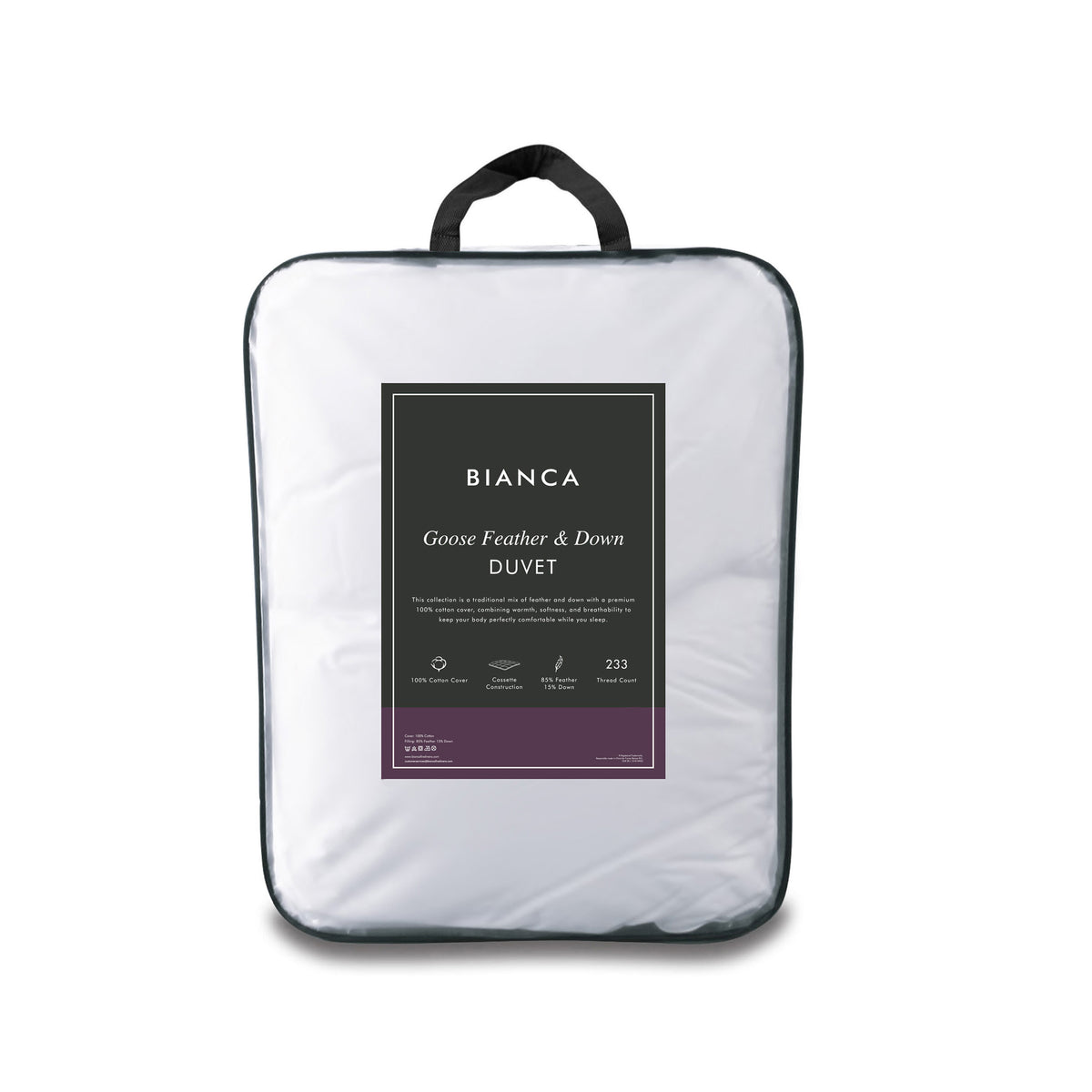 Bianca Goose Feather and Down 10.5 Tog Duvet White