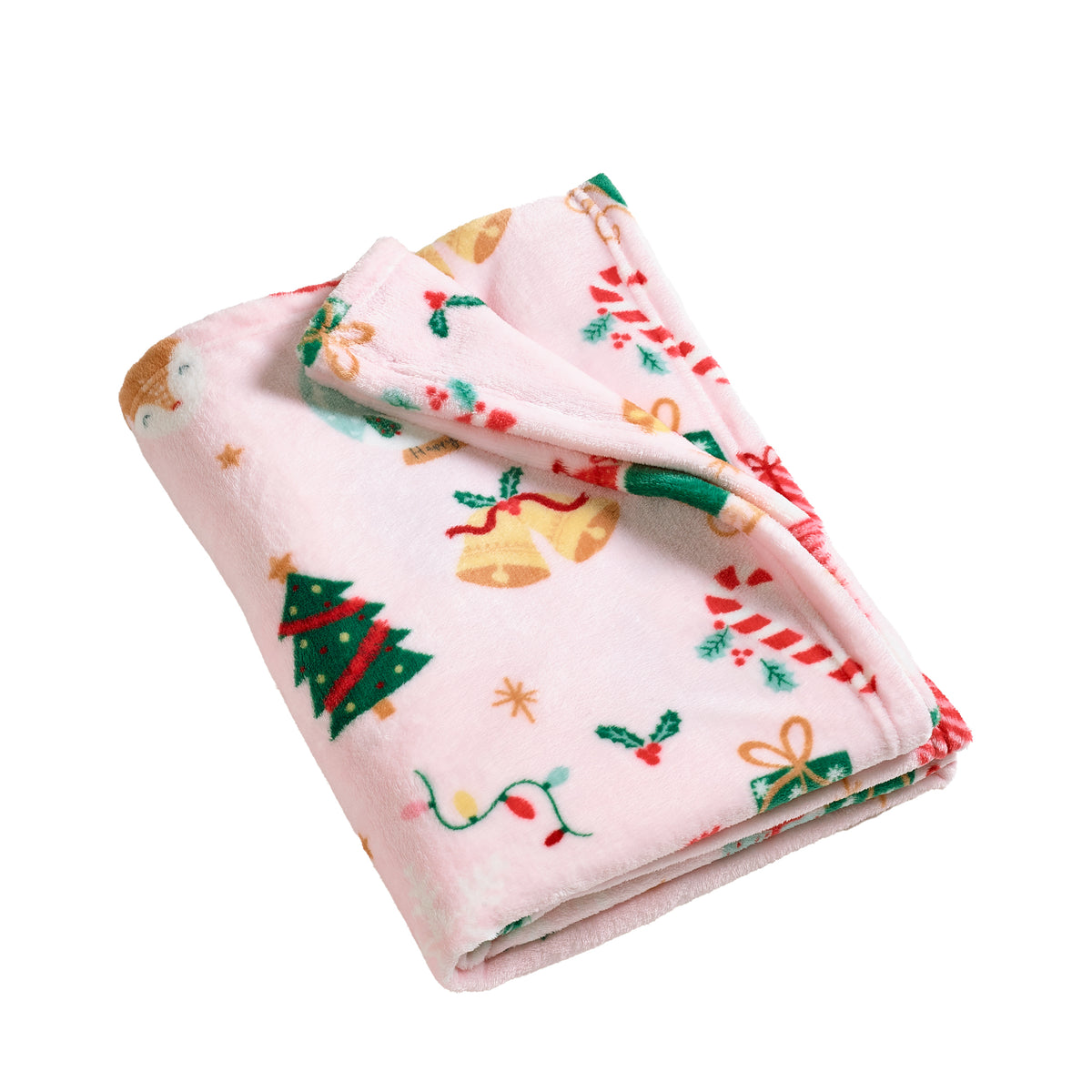 Catherine Lansfield Christmas Happy Holidays Throw Pink