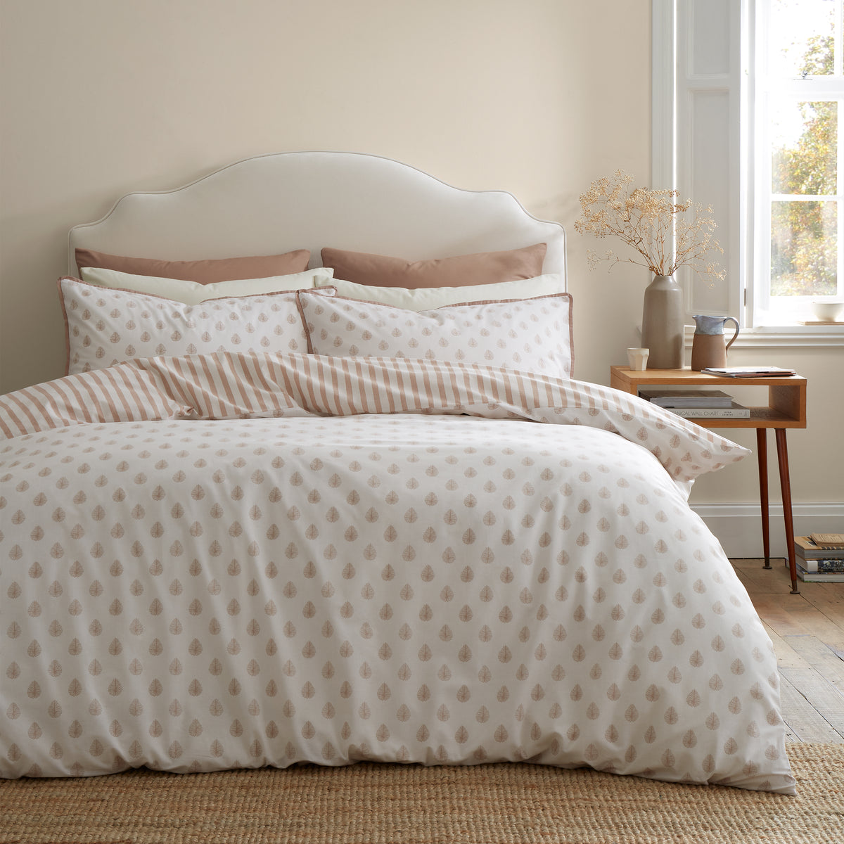 Emily Bond Jaipur Leaves Duvet Cover Bedding Set Cream Natural