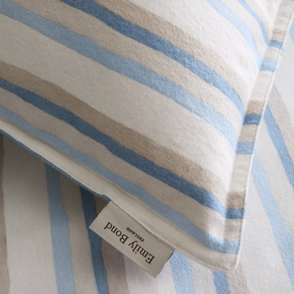 Emily Bond Brushed Somerset Stripe Duvet Cover Bedding Set Blue