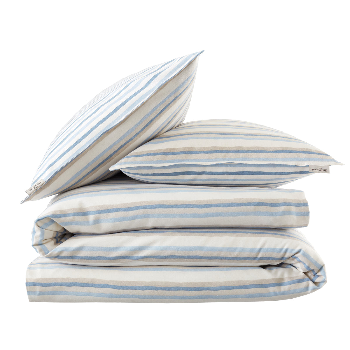 Emily Bond Brushed Somerset Stripe Duvet Cover Bedding Set Blue
