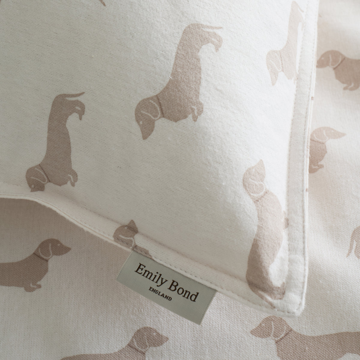 Emily Bond Brushed Peggy Daschund Duvet Cover Bedding Set Cream