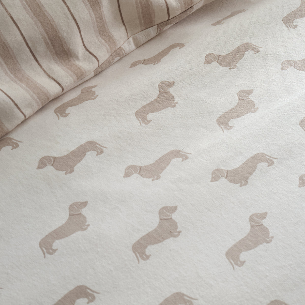 Emily Bond Brushed Peggy Daschund Duvet Cover Bedding Set Cream
