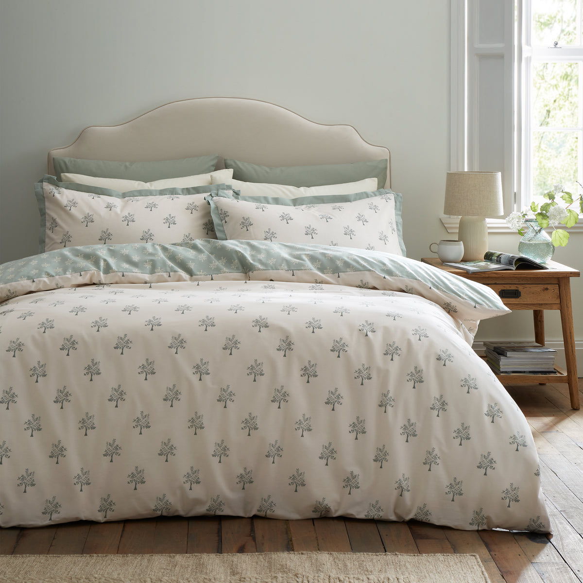 Emily Bond Dapplewood Trees Duvet Cover Bedding Set Cream