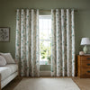 Catherine Lansfield Watercolour Leaves Ready Made Eyelet Curtains Natural Green