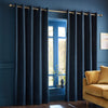 Catherine Lansfield Crinkle Chenille Ready Made Eyelet Curtains Blue