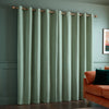 Catherine Lansfield Crinkle Chenille Ready Made Eyelet Curtains Green