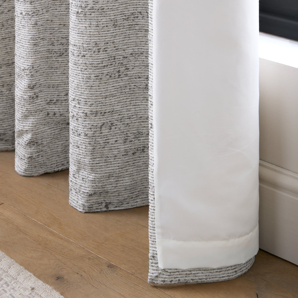 Catherine Lansfield Chunky Boucle Ready Made Eyelet Curtains Cream