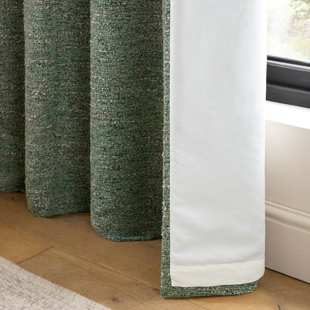 Catherine Lansfield Chunky Boucle Ready Made Eyelet Curtains Green