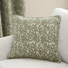 Bianca Chenille Leaves 50cm x 50cm Filled Cushion Green