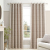 Bianca Chenille Leaves Ready Made Eyelet Curtains Natural