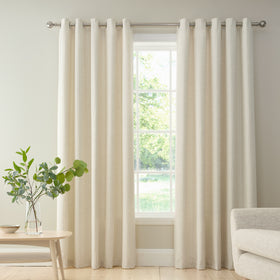Bianca Chenille Stripe Ready Made Eyelet Curtains Cream