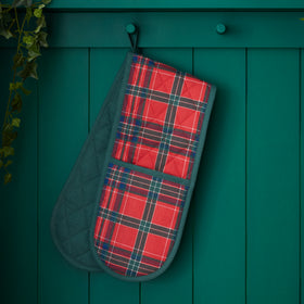 Catherine Lansfield Christmas Tartan Check Oven Glove Double Red Green