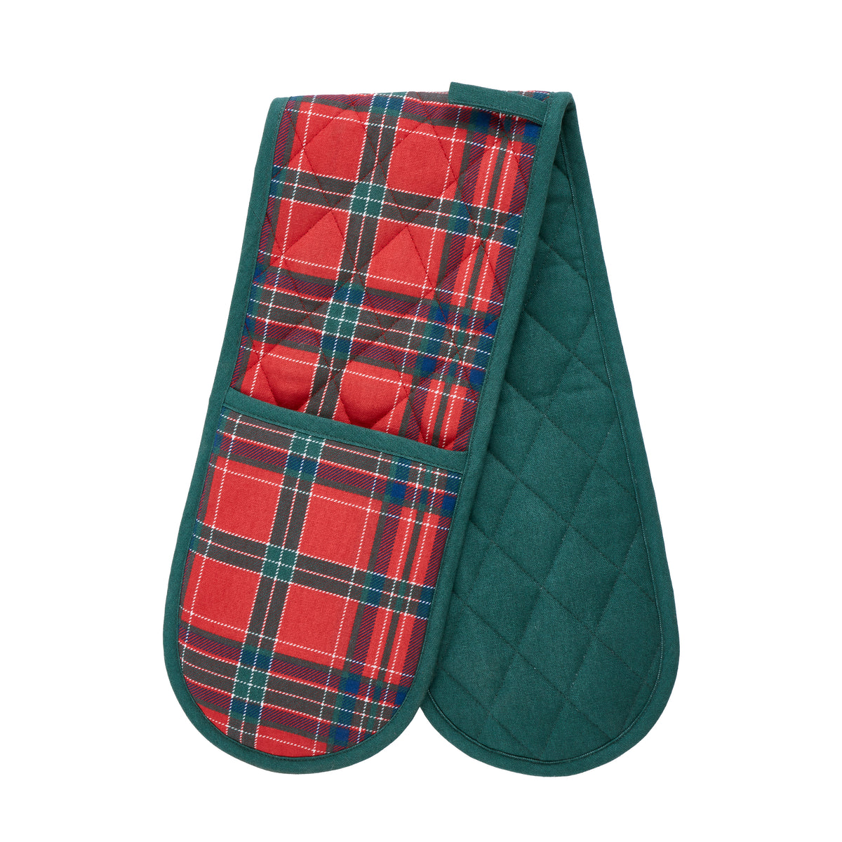 Catherine Lansfield Christmas Tartan Check Oven Glove Double Red Green